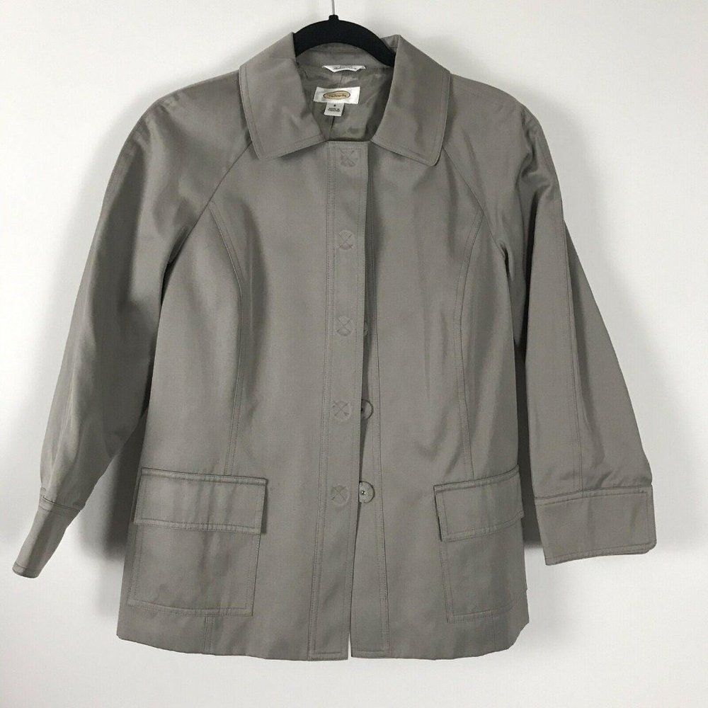 Talbots Gray Italian Cropped Flap Pockets Jacket 6